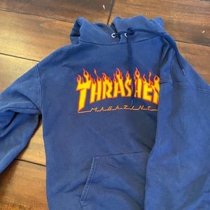 navy blue thrasher hoodie